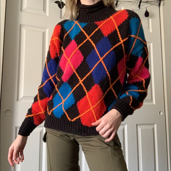 VINTAGE / argyle sweater - Picture 2 of 4